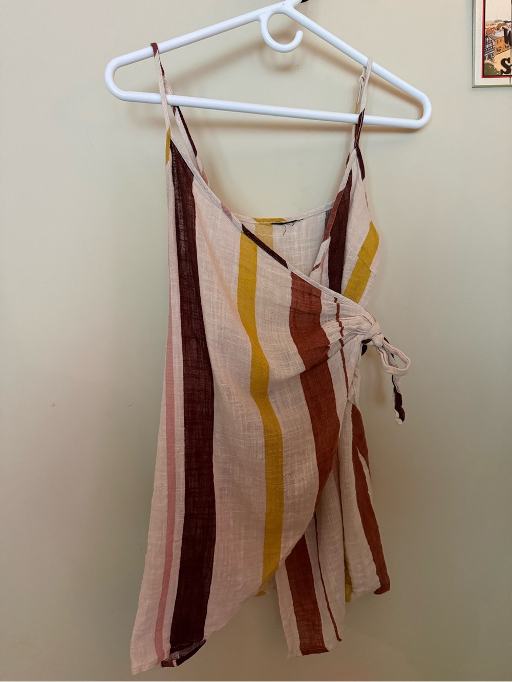 Striped Wrap Cami Dress - Pink, Mustard, Rust, Brown
